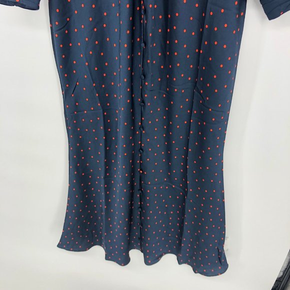 ASOS Design Maternity satin tie front midi dress with button Detail Navy Red 8 - Picture 6 of 8